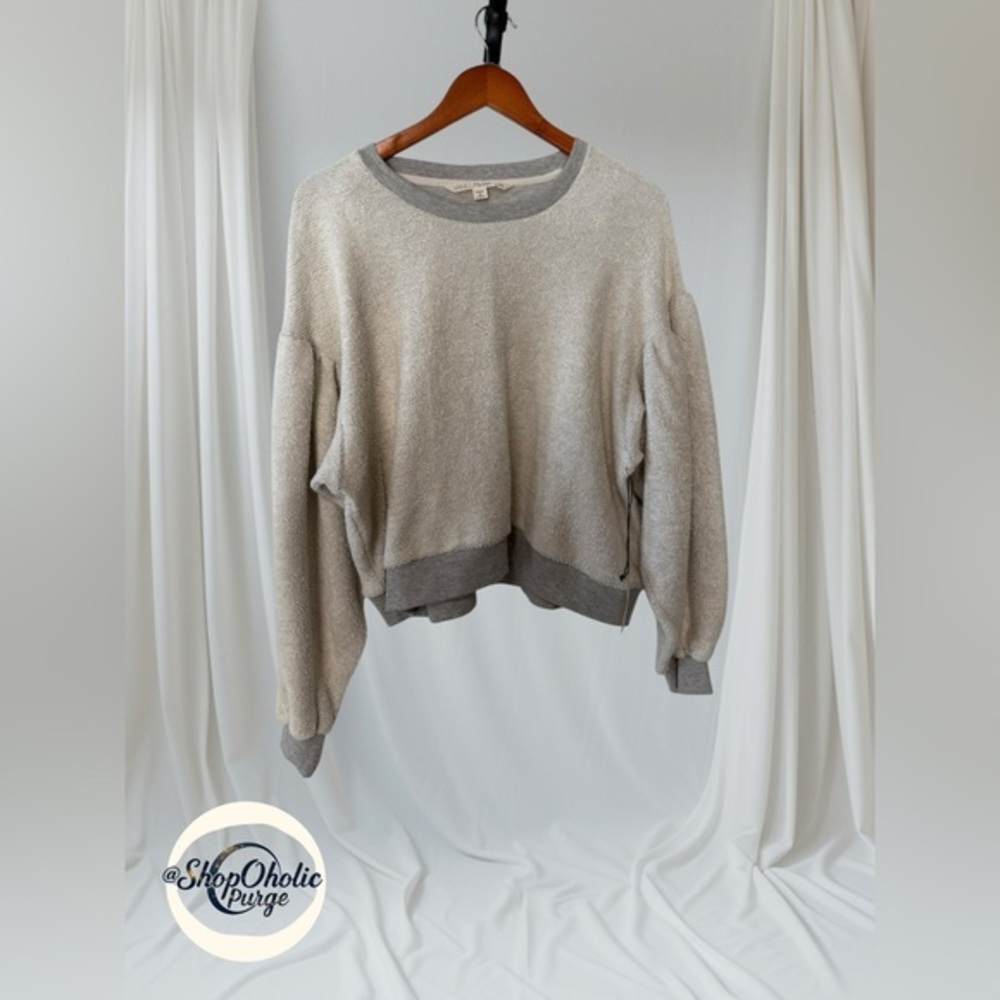 Vanilla Star Sweatshirt Gray Crewneck Sweater with Ribbed Details Xl NWT